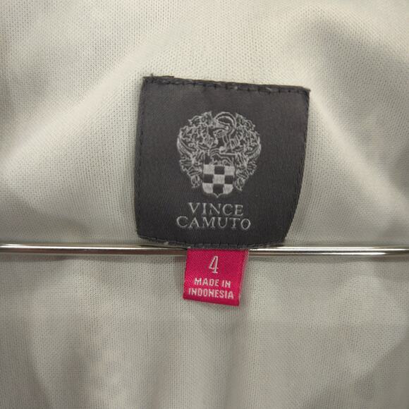 Vince Camuto Dress Womens 4 Gray Geometric Ruched Waist Tie Front Button Lined - Picture 12 of 13